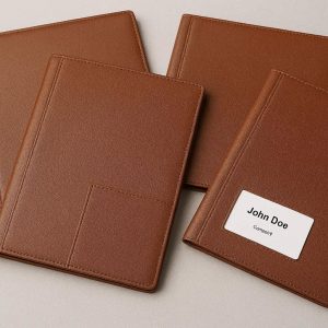 10 Leatherette File Folders with Business Card Slot for Professional Meetings