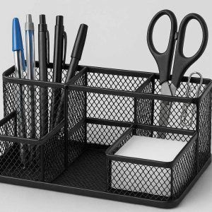 18 Mesh Desktop Storage Box with 5 Compartments for Pen and Stationery