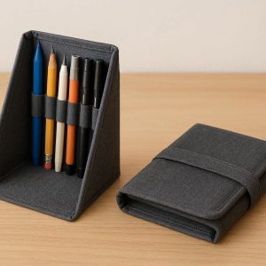 28 Fabric Pen Holder with Foldable Design for Travel and Desk Use
