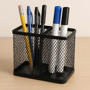 30 Mesh Pen Holder with 2 Compartments for Office and Classroom Use